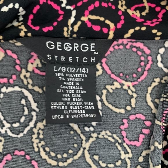 George Stretch Blouse Cowl Neckline Black White Pink Top Large Polyester Spandex - Picture 2 of 11